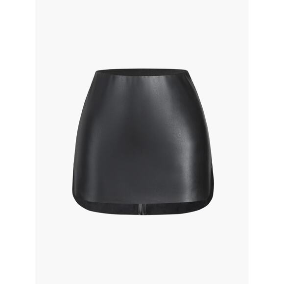 Commense Black Faux Leather Zippered Mini Retro Skirt Small - Picture 1 of 4